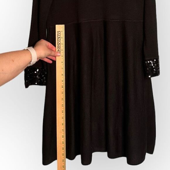 Jason Wu black sweater dress sequin sleeve cuffs women's size xl acrylic/nylon/s - Picture 2 of 9